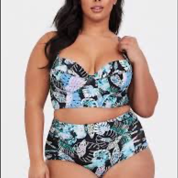 Torrid Tropical Underwire Bikini Top & Lattice Mesh Swim Bottoms